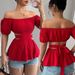 Women's Clothing Sexy One Shoulder Off Shoulder T Shirt Hollow Tube Short Top_ecoleips.com
