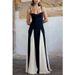 Women's Clothing Suspender Contrast Color Casual Loose Holiday Dress_ecoleips.com