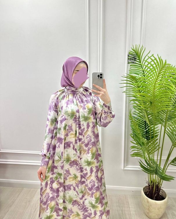 2025 New Women's Dress Muslim Fashion Printed Long Robe With Belt_ecoleips.com