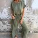 Women's Clothing New Solid Color Cotton And Linen Short Sleeved Suit Temperament Commuting Two Piece Suit_ecoleips.com
