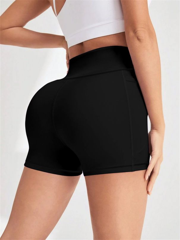 European And American Summer Sports Fitness Yoga Shorts High Waist Hip Lift Three Quarter Pants Pocket Quick Drying Peach Hip Cycling Pants Women_ecoleips.com