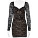 Women's V Neck Long Sleeve Lace Dress Autumn Winter Fashion Sexy Tight Fitting Backless Hip Revealing Skirt European American Style_ecoleips.com