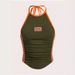 American Y2K Summer Camisole Top for Women High Waisted Backless Halter Neck Tie up Short Vest Sexy Alluring Print_ecoleips.com