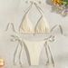Women's Sexy Shell Lace-Up Bikini Set - European & American Style Split Design (Solid Color, Hot Spring & Beach Swimwear)_ecoleips.com