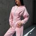 European American Style Autumn Winter Women's Solid Color Waist Cinch Hooded Sweatshirt And Sports Casual Long Pants_ecoleips.com