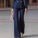 Women's Clothing Chic Striped Blazer & Pants Set – Slim-Fit Office Suit For Women, Professional & Stylish (Navy, Black)_ecoleips.com