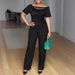 Summer Two-Piece Set With Foil Print & Lace Trim, Flowy Wide-Leg Pants And Short Sleeve Top For Women_ecoleips.com
