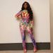Women's Clothing Spring And Summer New Fashion Mesh Printing Tight Top Trousers Casual Suit_ecoleips.com