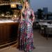 Women's Clothing Elegant Round Neck Printed Dress Long Sleeve Button Down Evening Gown For Spring_ecoleips.com