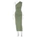 Women’s Clothing Summer New Style Oblique Shoulder Solid Color Slit Sleeveless Pure Desire Sexy Temperament Slim Dress_ecoleips.com