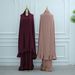 Muslim Dress Women Elegant Solid-Color Abaya Set With Oversized Headscarf – Modest Muslim Dress Inspired By Dubai & Türkiye Fashion_ecoleips.com