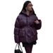 Women's Winter Puffer Jacket - Zip Front Quilted Coat With Adjustable Waist New Shirt Burgundy Zipper Waist Cotton Jacket Cotton Jacket_ecoleips.com