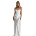 Women's Fashion Solid Color Herringbone Waist Slim Fit Evening Dress Black European And American Style Flowing Ribbon Fishtail Long Skirt_ecoleips.com