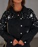 Women's Clothing Fashion Heavy Beaded Women's Loose Denim Jacket 3248_ecoleips.com