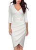 New European And American Three Quarter Sleeve V Neck Office Dinner Party Dress Women's Clothing_ecoleips.com