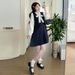 Autumn New Korean Fashion Shirt + Washed Denim 2-Piece Maternity Dress_ecoleips.com