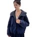 girl High-End European College Style Hooded Color-Block Jacket Autumn Winter Petite Loose Warm Coat Yellow Thickened Cotton_ecoleips.com