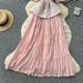 Inspired Sequined Beaded Round Neck Dress Women's Slimming Summer Dress Pleated Design Sophisticated Commuting Dress_ecoleips.com