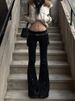 Women Dark Academia Goblin Core Long Trousers Gyaru Goth Low Rise Flare Pants Y2K Streetwear Stretch Japanese Harajuku Grunge_ecoleips.com