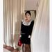 Plus-size Spring And Autumn Square-neck Lace Pearl Elegant Dress, Korean Style, Waist-cinching, Slimming A-line Dress_ecoleips.com