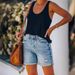 2025s 2025 Summer Fashion Street Style Rolled Hem Distressed Straight Leg Women's Denim Shorts_ecoleips.com