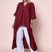 Women's Solid Color V Neck Shirt Long Sleeved Cotton Linen European American Shorter In Front Longer In Back_ecoleips.com