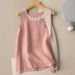 Women's Clothing Linen Color Matching Vest Button Decoration Contrast Color Linen Literary Retro New Thin High Technology Breathable_ecoleips.com