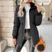 Women's Clothing Solid Color Cotton Coat Large Size Women’s Slim-Fit Longline Quilted Padded Coat – Fleece-Lined Winter Jacket In Black_ecoleips.com