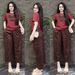 Women's Leopard Print Heart Embroidery Two-Piece Set Summer Fashion Outfit Short Sleeve Top Wide Leg Pants Loose Fit_ecoleips.com
