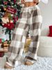 Pajama Pants For Women Fuzzy Pack Long Fleece Buffalo Plaid Pj Bottoms Soft Drawstring Lounge Sleepwear_ecoleips.com