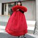 Women's Clothing Winter New Style Parka Large Fur Collar Long Slim Cotton Coat Plus Velvet Embroidery Women's Down Cotton Coat_ecoleips.com
