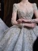 Court-Style Wedding Dress | Luxury Princess Ball Gown With Long Train | High Waist A-Line Bridal Gown | Lace Long Sleeves | XS-XXL_ecoleips.com
