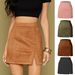 Women's Clothing Hip Hugging Short Skirt High Waisted Zipper Autumn And Winter A Line Solid Color Skirt For Women_ecoleips.com