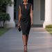 2025 Retro Temperament Cross Solid Color Knotted Crew Neck Hollow Dress_ecoleips.com