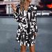 Fall Floral Print Blouse Dress With Lace Trim, Relaxed Fit Long Sleeve Shirt Dress For Casual Office Wear_ecoleips.com