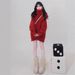 girl Christmas Red Turtleneck Knitted Sweater Scarf Two-Piece Set For Women Autumn Winter High-End Lazy Thickened Outerwear_ecoleips.com