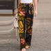 Vintage Women Drawstring Trousers Spring Autumn Fashion Floral Printed Wide Leg Pants Ladies Casual Loose Long Pantalones_ecoleips.com