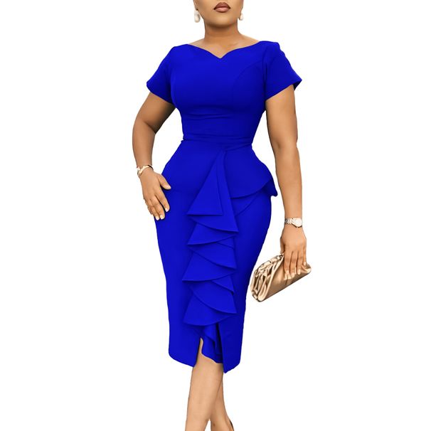 Women's Clothing New Fashion Temperament Elegant Ruffle Tongle African Dress_ecoleips.com