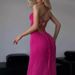 Summer Women's Sleeveless Halter Neck Dress European And American Style Pure Alluring Back Crisscross Strap High Waist Slit Dress_ecoleips.com