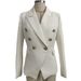 Women's Clothing Suits Thick Fabric Double Breasted Silver Metal Lion Head Button Small Suit Jacket_ecoleips.com