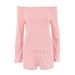 Pink European And American Jacquard Knitted Long Sleeve Shorts Pajama Set Summer New Cross-Border Trade Home Wear_ecoleips.com