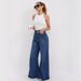 25 Cross-border Smx Jeans, Loose Wide-leg, Popular Floor-length Flared Pants, High-waisted Trendy Slimming Dark Blue_ecoleips.com