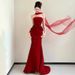 Luxury Strapless Red Mermaid Evening Gown For Brides Unique High-End Women's Party Wear For Wedding Receptions Engagement Parties And Banquets_ecoleips.com