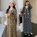 Autumn Winter New Korean Fashion Lace-Up 2-Piece Printed Maternity Dress_ecoleips.com
