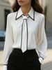 Women's Long Sleeve Shirt Solid Color Commuter Tie Style Autumn Fashion Clothing_ecoleips.com