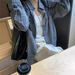 Women’s Clothing Retro Blue Long Sleeved Plaid Shirt For Women In Early Autumn Lazy Style Tops Casual Plaid Jacket Loose Outer Shirt_ecoleips.com