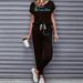 Women's Color Block Trim Casual Suit Spring Summer Autumn American Style Simple Loose Fit Short Sleeve Set_ecoleips.com