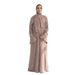 Elegant Embroidered Plus Size Kaftan Dress Boho Chic Long Sleeve Tunic For Women Open Front Optional Scarf Coffee Army Green Lilac_ecoleips.com