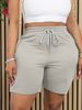 Women's Clothing Solid Color Drawstring Shorts Casual Summer Bottoms American Style Polyester_ecoleips.com
