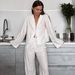 White Floral Print Sleeve Long Pants Loose Wearable Pajama Set European And American Autumn Cross-Border Homewear_ecoleips.com